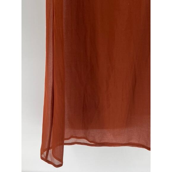 UNBRANDED Women’s Burnt Orange Crewneck Sheer Short Sleeve Midi Dress SZ OS - Picture 5 of 7